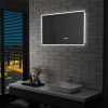 zahrada-XL Kúpeľňové LED zrkadlo, dotykový snímač+zobrazenie času 100x60cm 144739