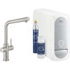 GROHE Blue Home páková drezová batéria Duo s chladiacim zariadením a filtráciou, výška výtoku 334 mm, Supersteel, 31454DC1
