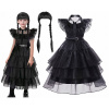 Dievčenský kostým - Streda Addams Dress Peruka 128/134 Šaty (STREDA PRIDÁVA OUTFIT ŠATY Parochňa 128/134)