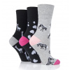 Dámske 3 páry Gentle Grip bavlnené ponožky ZEBRA