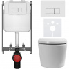 CERANO - Závesné WC s bidetom Cronus Standard - biela lesklá - tlačidlo Prime/Modulo, biele - na zamurovanie - 59,3x38,4 cm