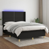 Box spring postel s matrací a LED černá 140x190 cm textil Černý 3138791