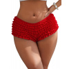 Red Sexy Mesh Swimsuit Cloth Ruffled Women Underwear With Bow 2XL
