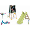 Set šmykľavka a tabuľa na kriedu a magnetky XS Slide Green Life Smoby dĺžka šmyku 90 cm s vodnou hrou a trojkolesová kolobežka Frozen