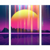 Triptych pre retro 80. rokov futuristickom pozadí umenie pozadia (Triptych pre retro 80. rokov futuristickom pozadí umenie pozadia)