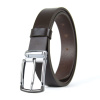 Kožený opasok SILVERLINE, šírka 3.3cm, Ručná výroba na Slovensku - Tmavo hnedá
