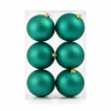 DECOLED Sada vianočných ozdôb pávia zelená matná 10 cm plastové gule, balenie 6 ks