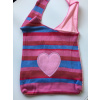 Originálna pletená taška cez rameno - Srdce Ružová / modrá