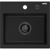 Mexen Milo žulový drez 1-komorový 435 x 410 mm, čierny, čierny sifón - 6505441000-77-B
