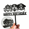 TOPPER na čierny narodeninový tort HAPPY BIRTHDAY Labková patrola