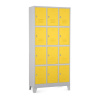 Rauman Kovová šatníková skrinka - 12 boxov, 90 x 40 x 195 cm, pevné nohy, otočný zámok, žltá - ral 1023