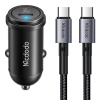 Nabíjačka do auta Baseus Particular Digital Display QC+PPS 65 W s mini bielym káblom USB-C s čipom E-mark 1 m 100 W (čierna) 6921002674935