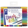 Staedtler, 3004 TB12, Brush letter Duo, brush popisovače, obojstranné, 12 ks