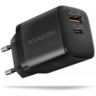 Axagon ACU-PQ20W, nabíjačka s USB-A a USB-C výstupom, PD3.0, QC4+, 20W, čierna ACU-PQ20
