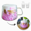Household Termo šálka na nápoje s kvetinami FLOWER GLASS 180 ml / Bledo fialová