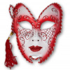 Benátska maska červeno-biela s ozdobou