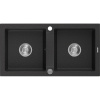 Mexen Mario žulový dvojkomorový drez 820 x 436 mm, čierny/strieborný metalický, sifón chróm - 6504822000-73