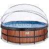Bazén s krytom pieskovou filtráciou a tepelným čerpadlom Wood pool Exit Toys kruhový oceľová konštrukcia 488*122 cm hnedý od 6 rokov