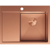Mexen Exar nerezový kuchynský drez s jednou komorou a odkvapkávačom, pravý 620 x 480 mm, meď - 6432621005P-65