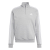 adidas 3 Stripe Zip Top Mens MedGrey/White S