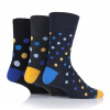 Pánske 3 páry bavlnené ponožky Gentle Grip COLOUR SPOTS bez gumičiek