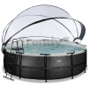 Bazén s krytom pieskovou filtráciou a tepelným čerpadlom Black Leather pool Exit Toys kruhový oceľová konštrukcia 488*122 cm čierny od 6 rokov