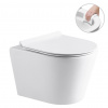 CERANO - Závesná WC misa Norbi, Rimless + UF sedátko - biela lesklá - 36,5x48,5 cm