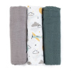 PETITEMARS PETITE&MARS Sada plienok bambusová mušelínová 3ks Moussy Grey Planes, 68 x 68 cm