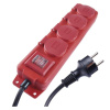 Kábel predlžovací, 3m/250V, 4 zásuvky, červený