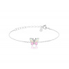 MINET Trblietavý strieborný náramok BUTTERFLY s ružovým opálom JMAD0040PB14