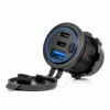 Vodotesná nabíjačka na telefón s vypínačom MODRÁ LED podsvietenie USB + 2xUSB C QC3.0 12/24V AMiO-04596