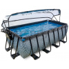 Bazén s krytom pieskovou filtráciou a tepelným čerpadlom Stone pool Exit Toys oceľová konštrukcia 400*200*122 cm šedý od 6 rokov