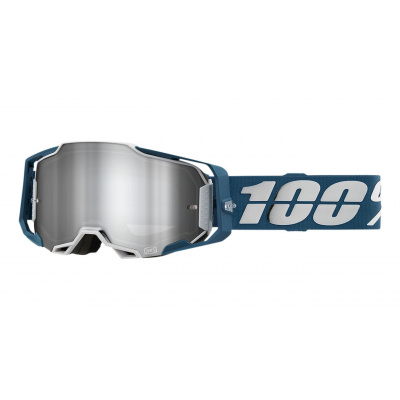 100% Motokrosové okuliare 100% Armega Albar so strieborným plexi