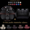 Luxusné autokoberce Dragonskin basic set premium + 1x Box 14 farebných variant Farba kože: Diamond Farba kože : Čierna / Farba šitia: Červená