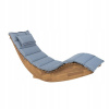 Záhradné lehátko - Drevená záhrada Deckchair s modrým vankúšom (Drevená záhrada Deckchair s modrým vankúšom)