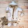 Zimná prešívaná kombinéza s kožúškom a kapucňou + rukavičky + topánočky, Z&Z - biela 62 (2-3m)