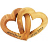 Kassis Geschenkartikel Drevené spojené srdcia z olivového dreva – personalizovaný symbol lásky na svadbu, výročie a Valentína (7,5 / 10 cm) Veľkosť: 10 cm