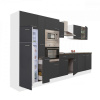 Kuchynský nábytok Yorki 360 s bielym korpusom, antracitová predná strana s hodvábnym leskom