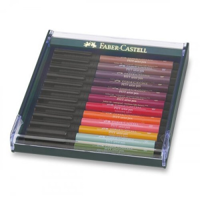 Popisovače Faber-Castell Pitt Artist Pen Brush 267422 12 ks, jesenné farby