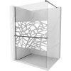 Mexen Kioto+, sprchová zástena Walk-In s poličkou a vešiakom 110 x 200 cm, 8mm číre sklo biely vzor, grafitový profil, 800-110-121-66-85