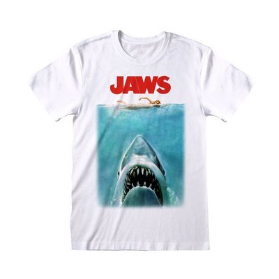 Pánské tričko Jaws|Čelisti: Poster (S) bílé bavlna