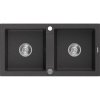 Mexen Mario granitový drez 2-komorový 820 x 436 mm, čierny bodkovaný, sifón chróm - 6504822000-76