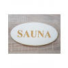 LYMFY | Nápis Sauna 20cm laserovaný na tabuľke oval | prírodné drevo