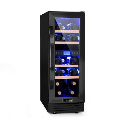 Klarstein Vinovilla 17 Built-in Duo Onyx Edition, dvojzónová vinotéka, 53 l, 17 fliaš, 3-farebné LED osvetlenie, sklenené dvere (HEA8-Vinov-O17)