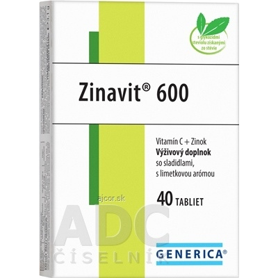 GENERICA spol. s r.o. GENERICA Zinavit 600 s limetkovou arómou tbl (vitamín C + Zinok) 1x40 ks