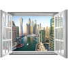 Fototapeta - FT5567 - Okno biele- pobrežné mesto Dubaj 201cm x 145cm - Vliesová fototapeta