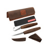 Vega S01X Brown Beavercraft Spoon Carving Tool Set (C4X + SK5RX + honing acc) in Genuine Leather Case