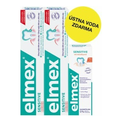 Elmex Sensitive duopack – 2x zubná pasta + 100 ml ústna voda