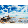 Vymalujsisam.sk Maľovanie podľa čísiel - Loďka na kraji mora Veľkosť: 40x60cm, Rám: Bez rámu, iba zrolované plátno