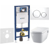 GEBERIT Duofix súprava 5v1 - inštalačný modul, závesná sprchová toaleta Rimless a Softclose WC sedadlo TECEone, tlačidlo Sigma20 Round, 115.882.KJ.1 (biela/lesklý chróm), 111.300.00.5 NT4